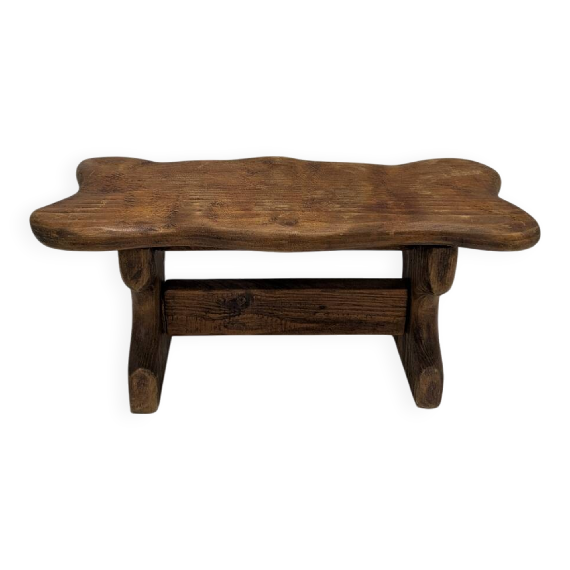 Vintage solid wood footrest - small farmhouse bench stool