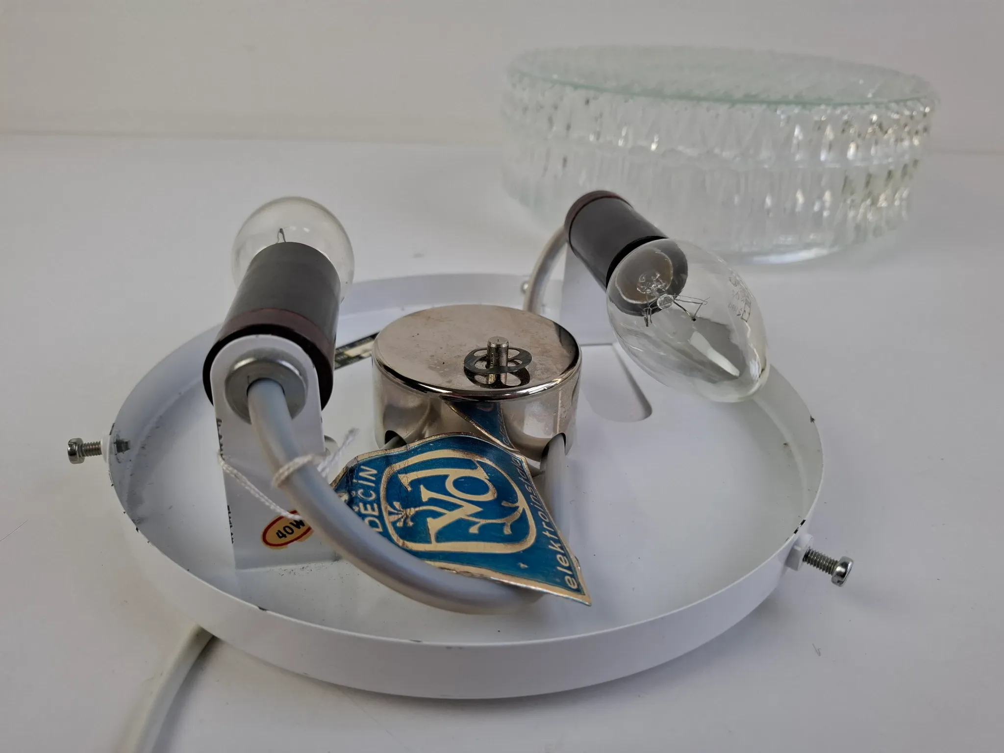 1990s Czech Geometric Glass Ceiling or Wall Light
