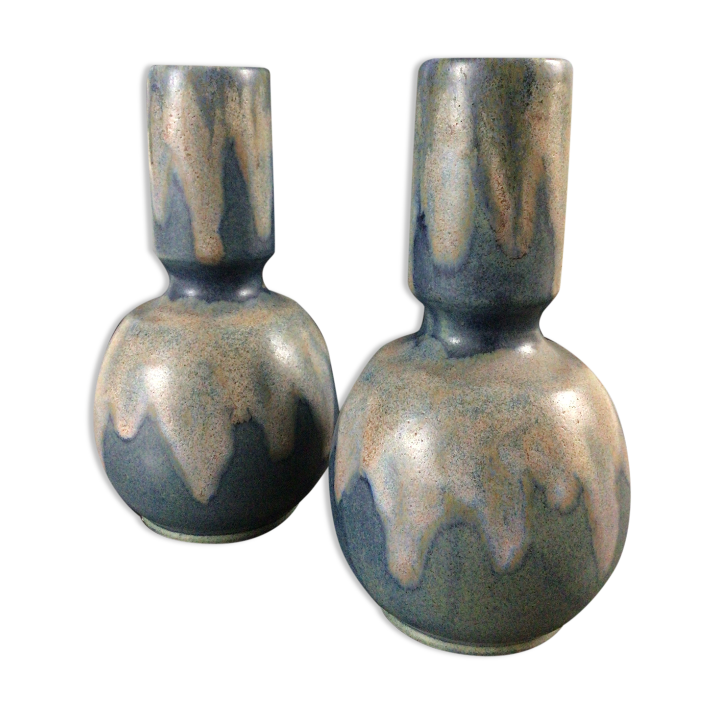 Pair of sandstone vases signed Lebret