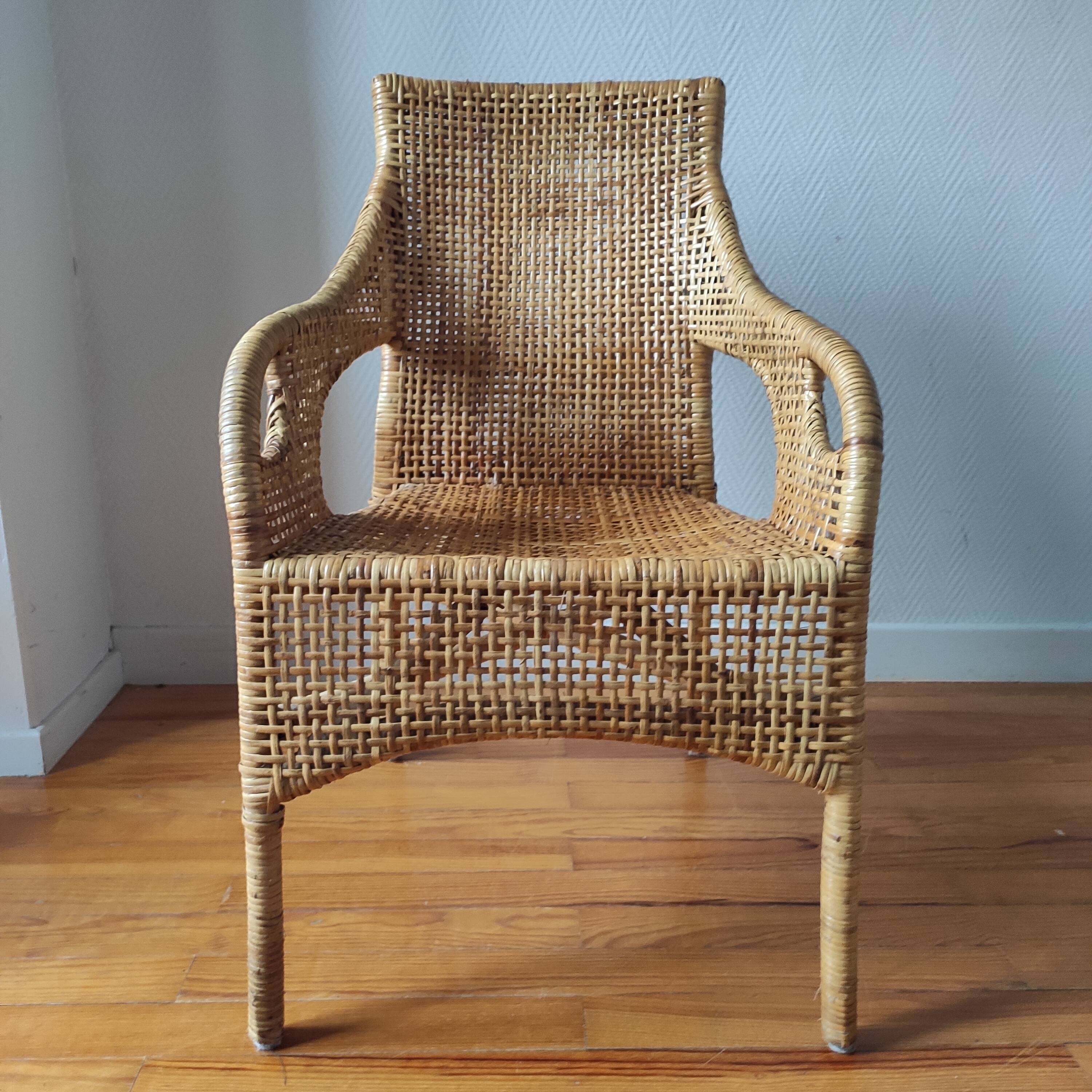 Fauteuil vintage en rotin de Maria Vinka pour Ikéa