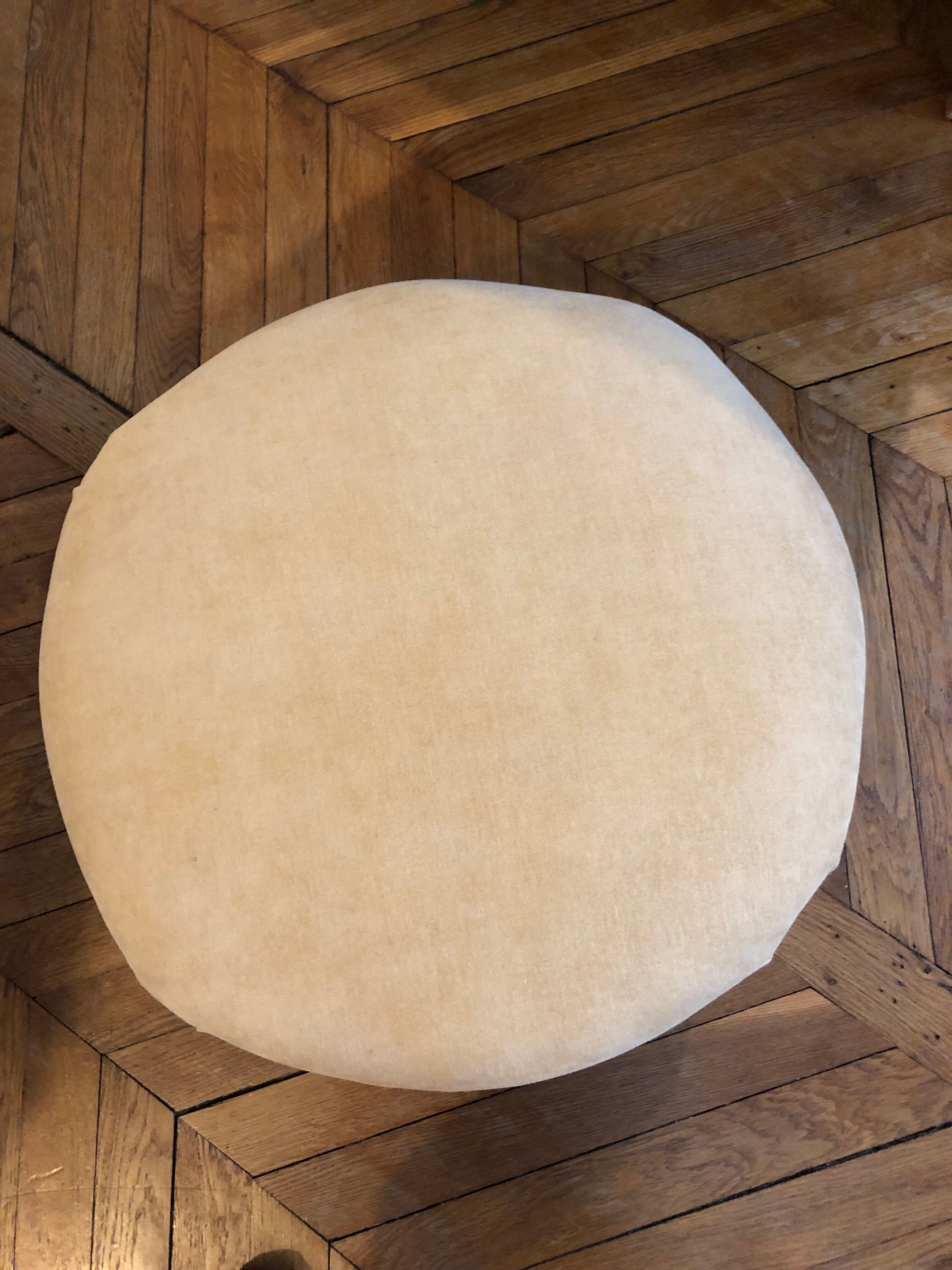 pair of ART DECO gondola chairs and a matching pouf reupholstered