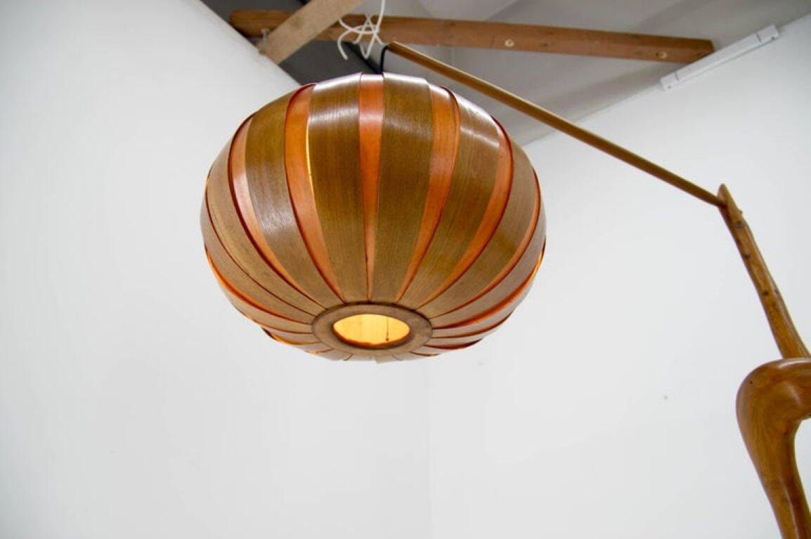 1960s Mid-Century Modern Sculptural Wooden and Veneer Floor Lamp