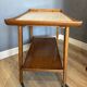 Mid-Century "Opal" Bar Cart / Serving Trolley — Oak & Rattan, 1960s