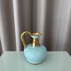 Vintage A. Bayer Belgium Turquoise Crackle Ceramic Jug with Gold