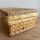 Vintage woven wicker suitcase