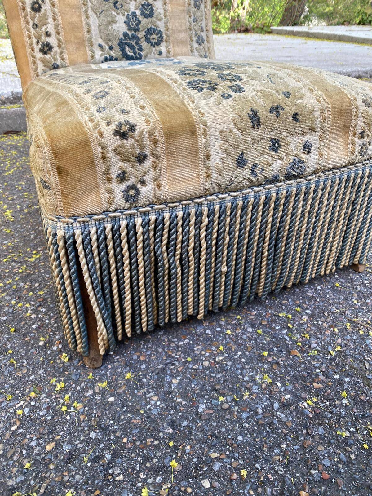 Chauffeuse vintage Napoléon velours beige