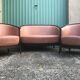 Lot of 2 armchairs and a sofa from Baumann in black wood and marble rose leather