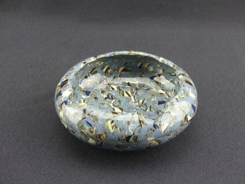 Gerbino, Vallauris, blue ashtray in mosaic earth