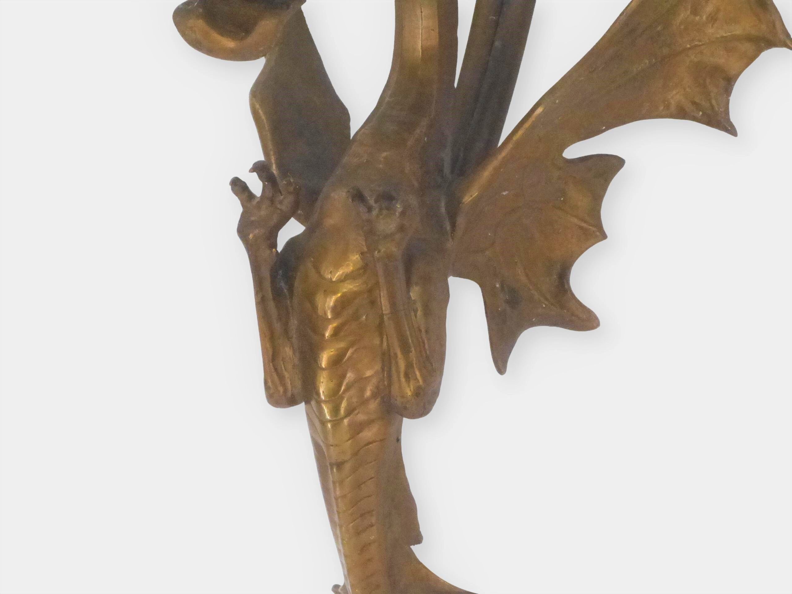 Dragon wall lamp in gilded bronze 2 fires