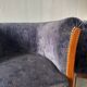 Paire de fauteuils tonneau vintage en velours bleu gris - année 50/60