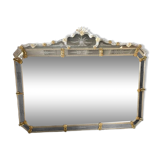 Venetian Rectangular Gold Floreal Hand-Carving Mirror in Murano Glass Style
