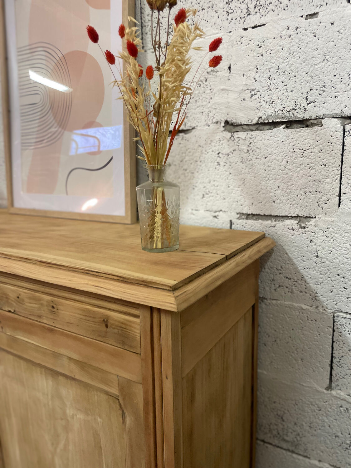 Vintage Parisian buffet in stripped raw wood