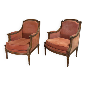 Pair of Louis XVI style armchairs, 20th century.