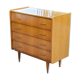 Vintage chest of drawers from the 60s in blond oak 4 drawers conical feet