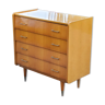 Vintage chest of drawers from the 60s in blond oak 4 drawers conical feet