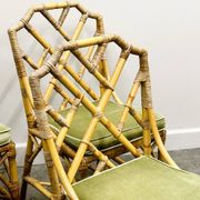 Set of six English "Invincible" bamboo and rattan chairs by Angraves, 1970s