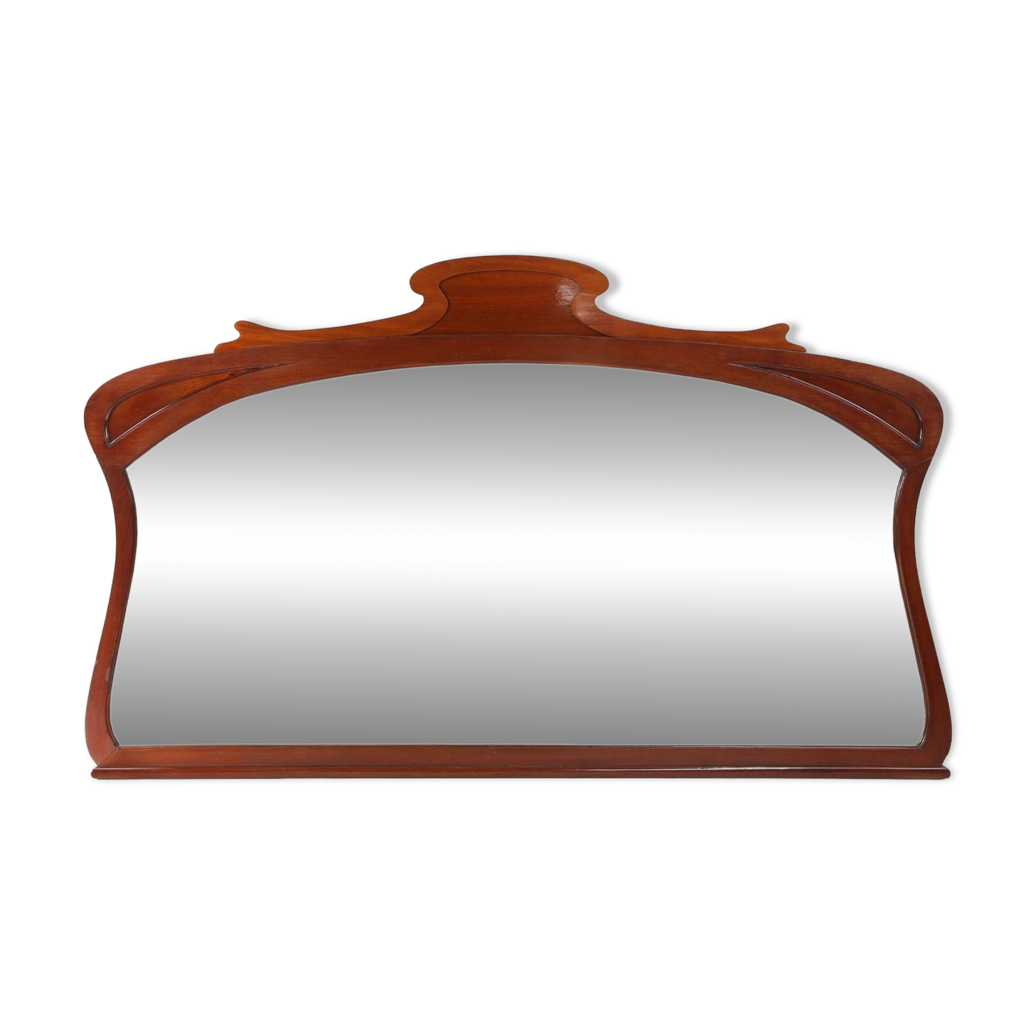 Large hand carved Art Nouveau chimney mirror, France ca. 1910