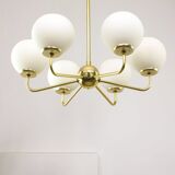 Mid-century Upward Sputnik Golden Chandelier, 60s