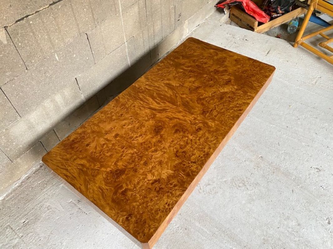 Coffee table elm magnifying glass Roche Bobois vintage 70s