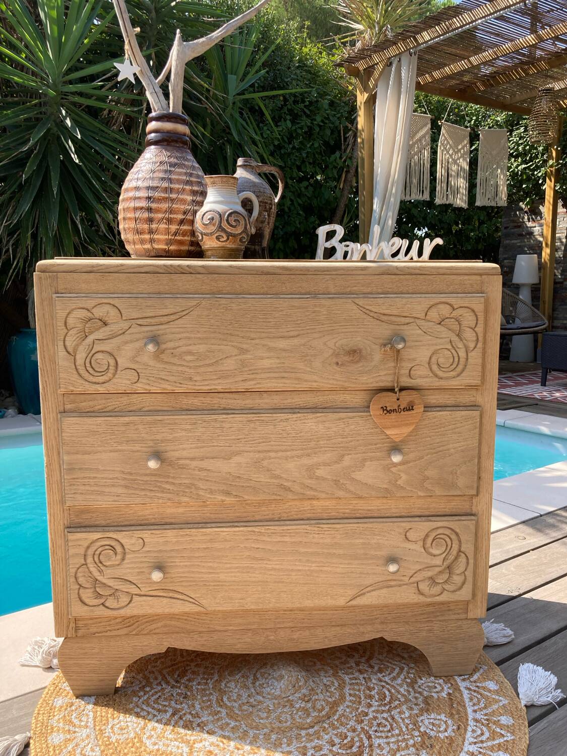 ART DÉCO chest of drawers in raw oak with beautiful mouldings