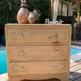 ART DÉCO chest of drawers in raw oak with beautiful mouldings