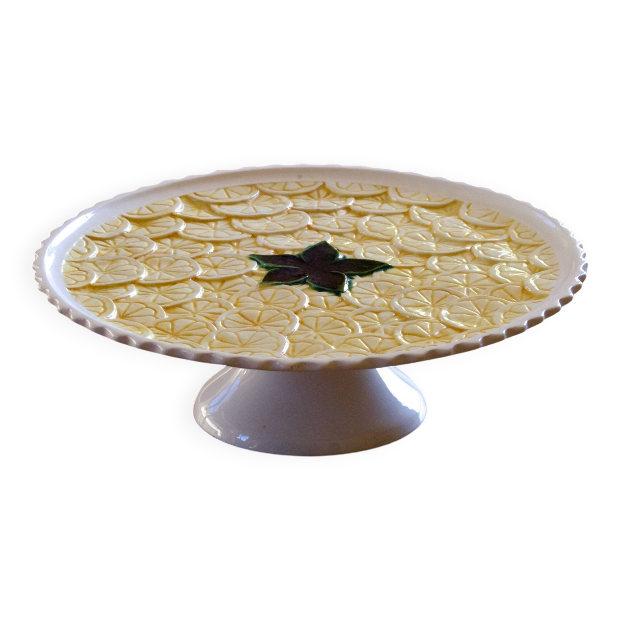 Large lemon slipware cake stand