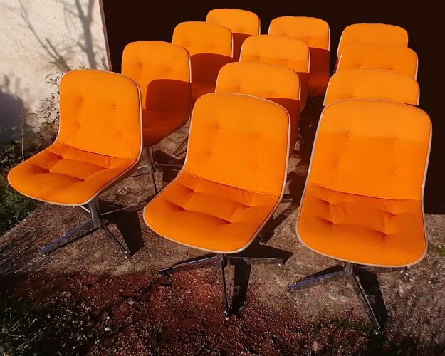 Lot de 12 fauteuils vintage de bureau Steelcase Strafor de Randall Buck