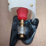Paire d'appliques Luminaire Rockabilly années 1950 laiton, noir et rouge