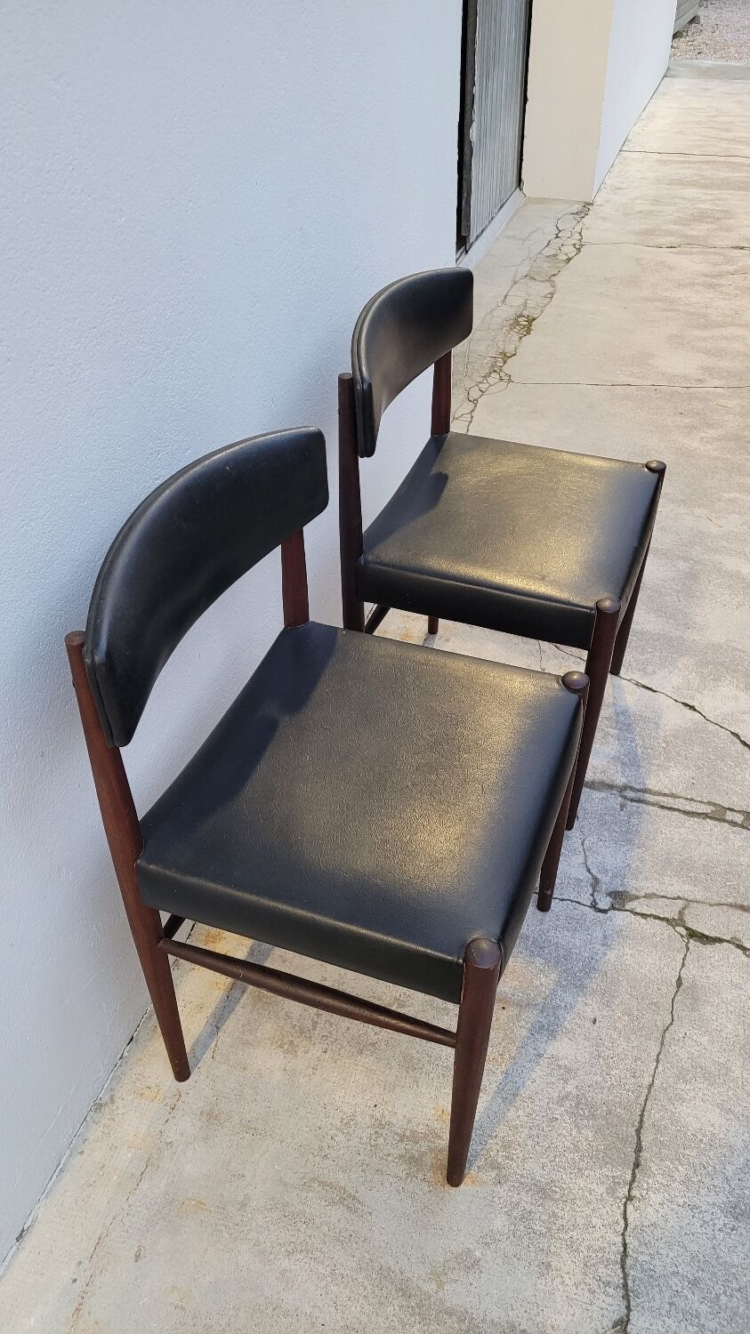 Pair of vintage teak Scandinavian chairs 1950