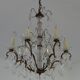 Bronze and crystal chandelier with six arms of light