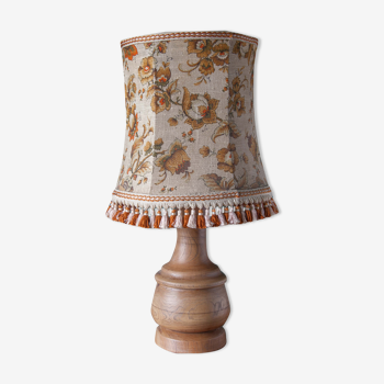 Lampe bois avec abat-jour tissu florale