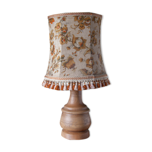 Lampe bois avec abat-jour tissu