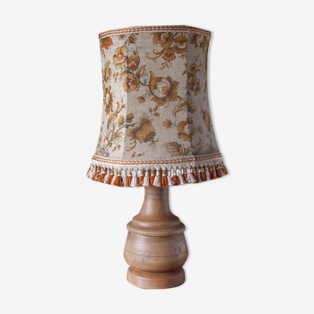 Wood lamp with lampshade floral fabric