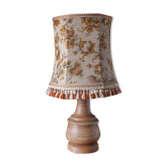 Lampe bois avec abat-jour tissu florale