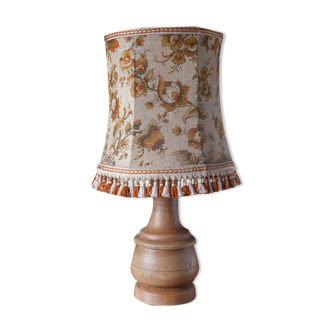 Wood lamp with lampshade floral fabric
