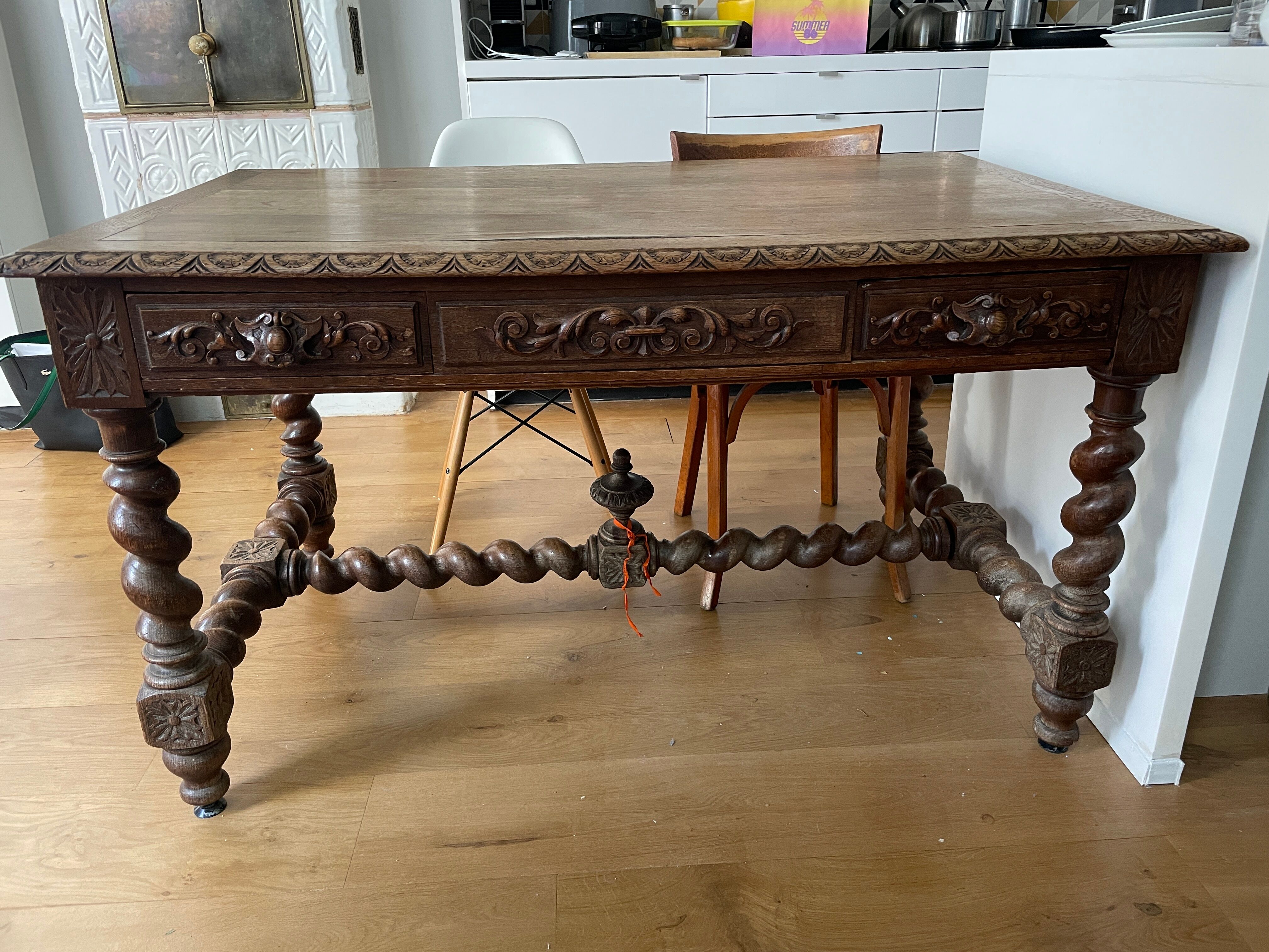 Antique solid oak dining table
