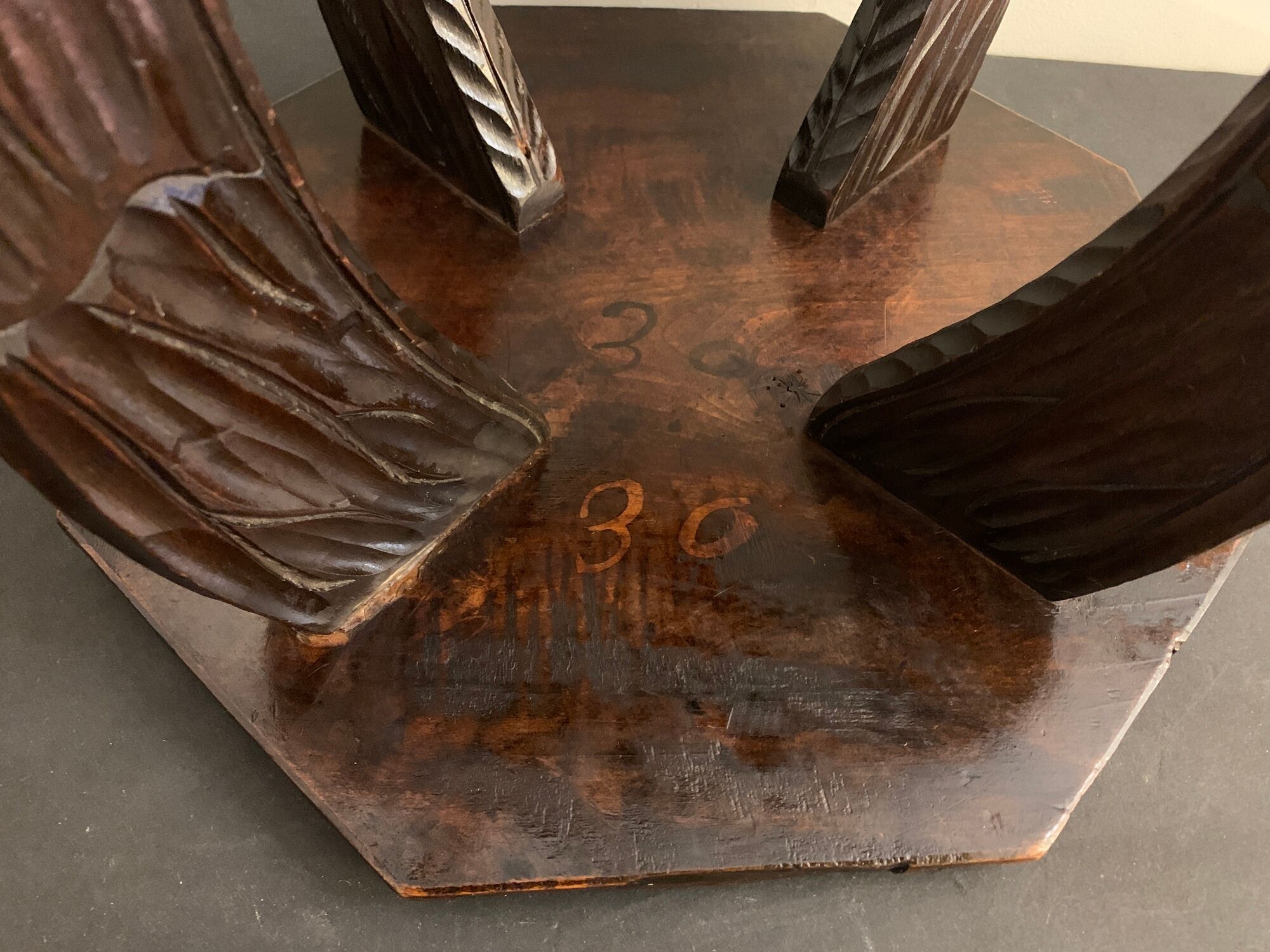 Japanese side table, carved wood, Liberty of London, 1900