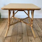 Rattan and bamboo coffee table 60s