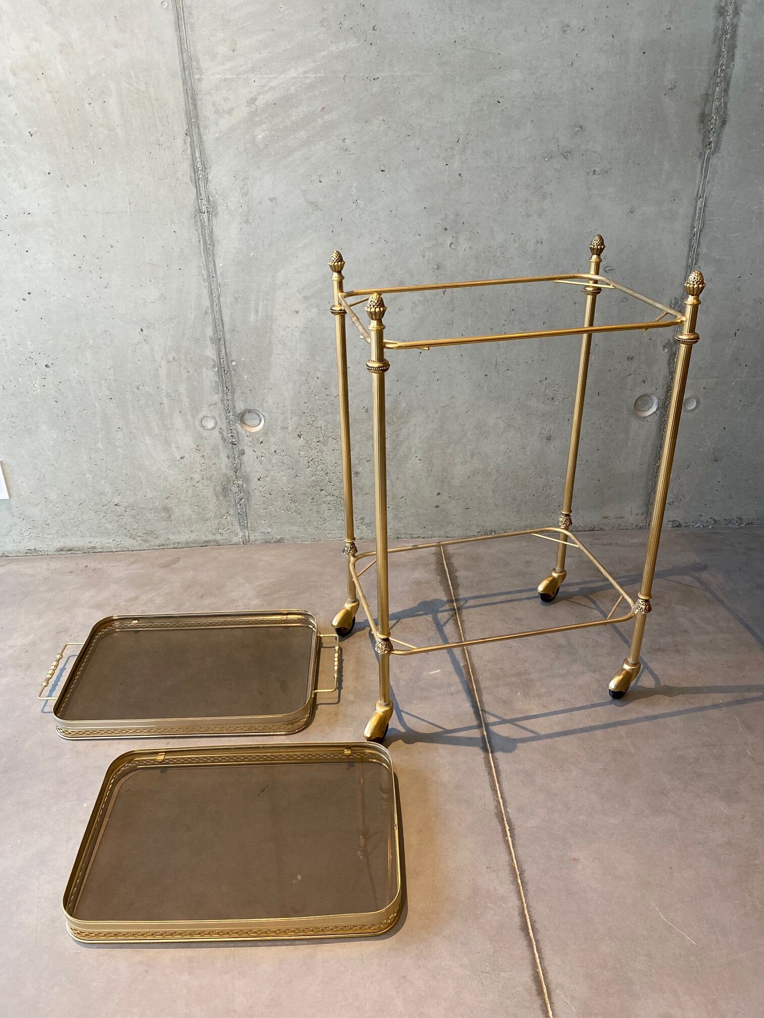 Gilded brass table and glass
