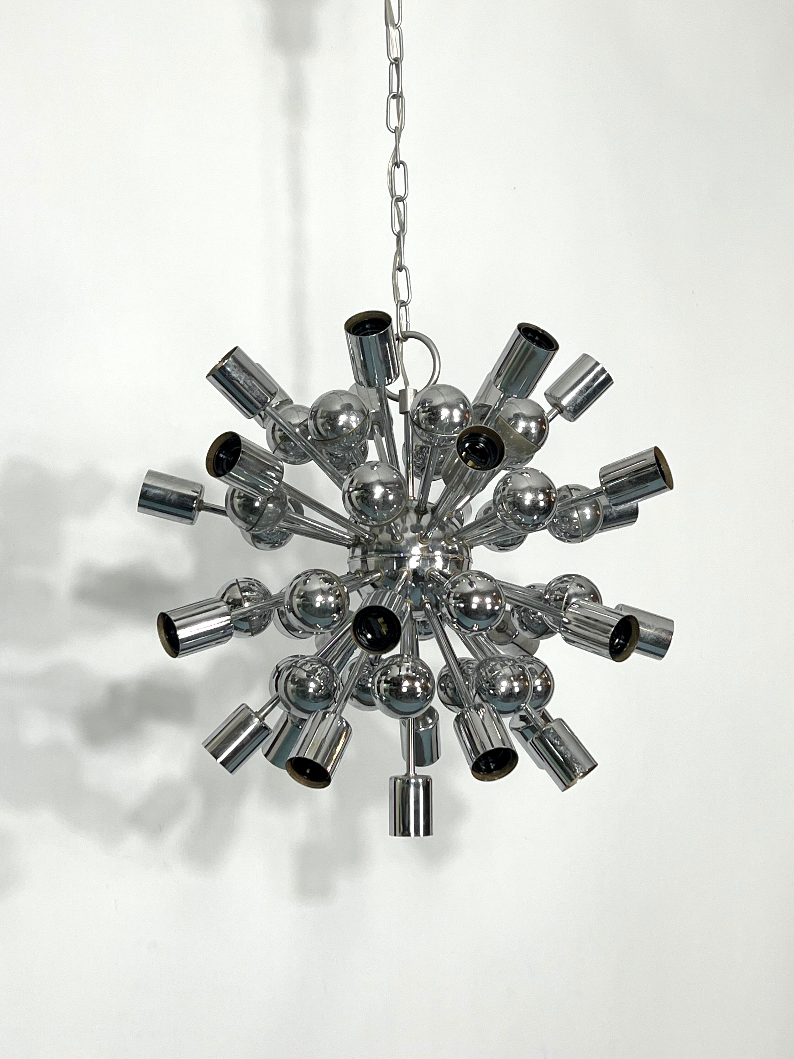 Vintage chrome sputnik by Reggiani. Italy 1970s
