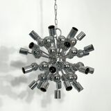 Lustre Sputnik chromé vintage par Reggiani Italie années 1970