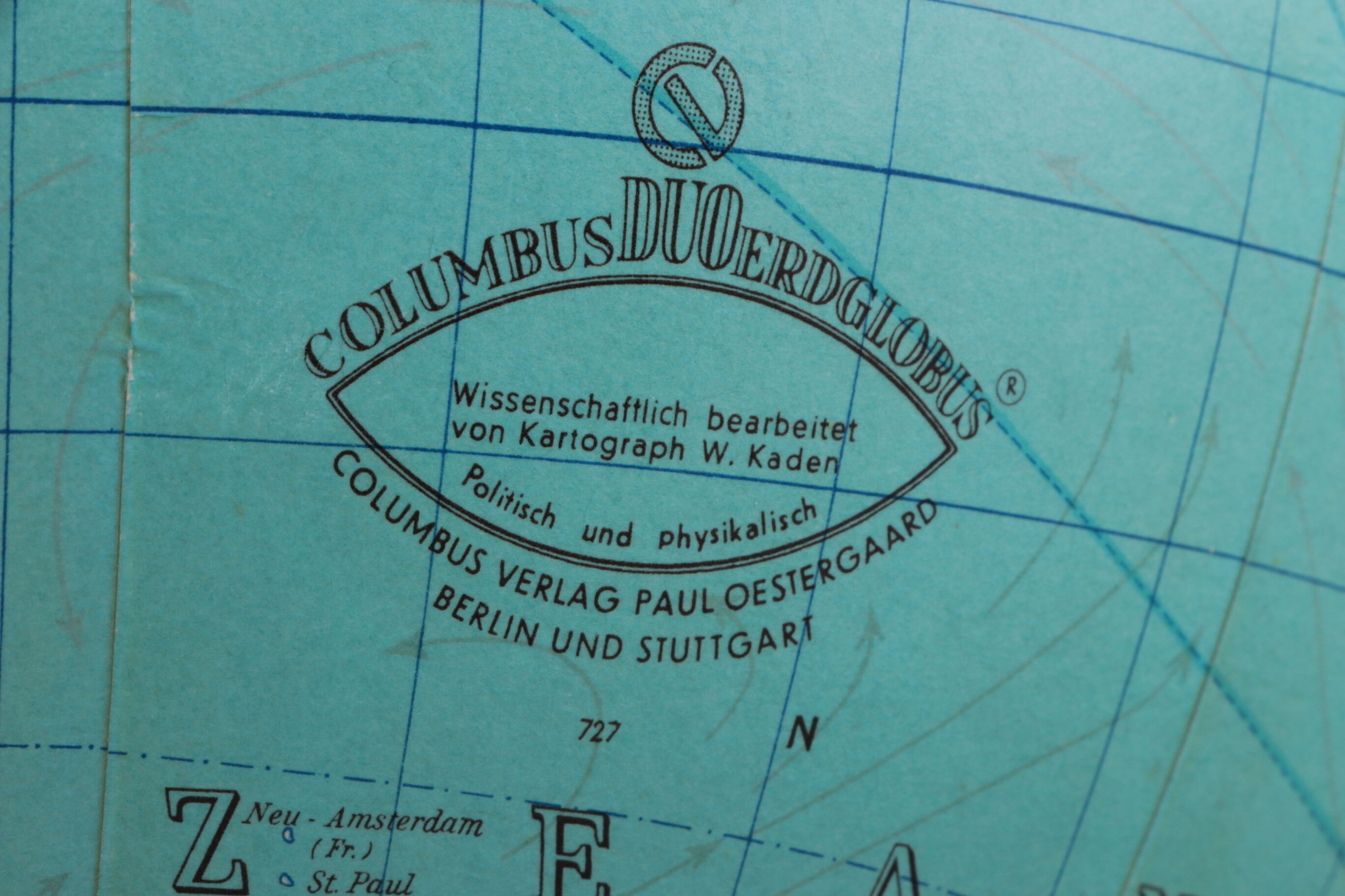 Midcentury glass globe with light from columbus duoerdglobe, germany