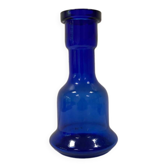 Vase graphique en verre bleu cobalt