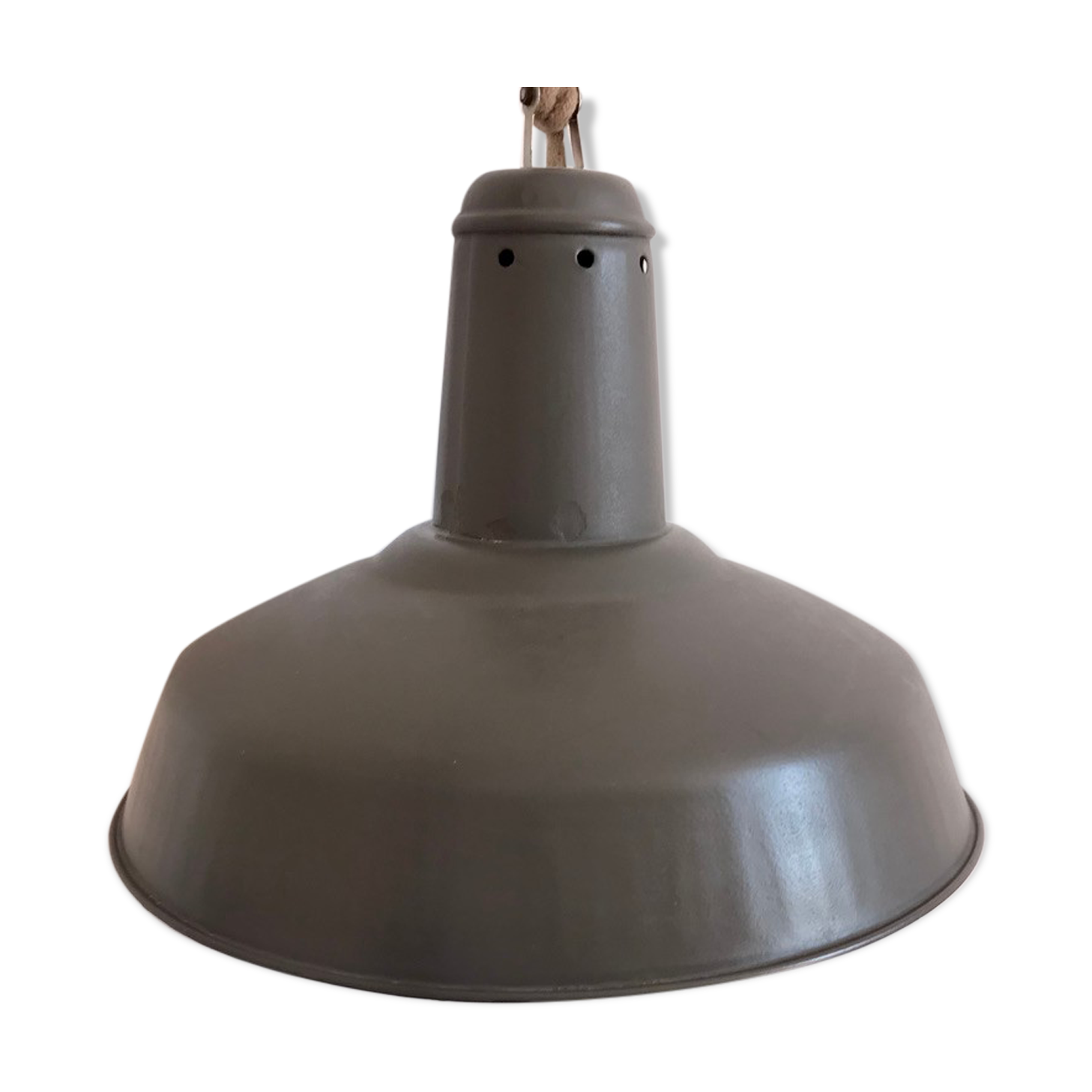 Suspension enamelled khaki lampshade