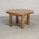 Table basse ronde en bois d'orme massif, France, années 1970