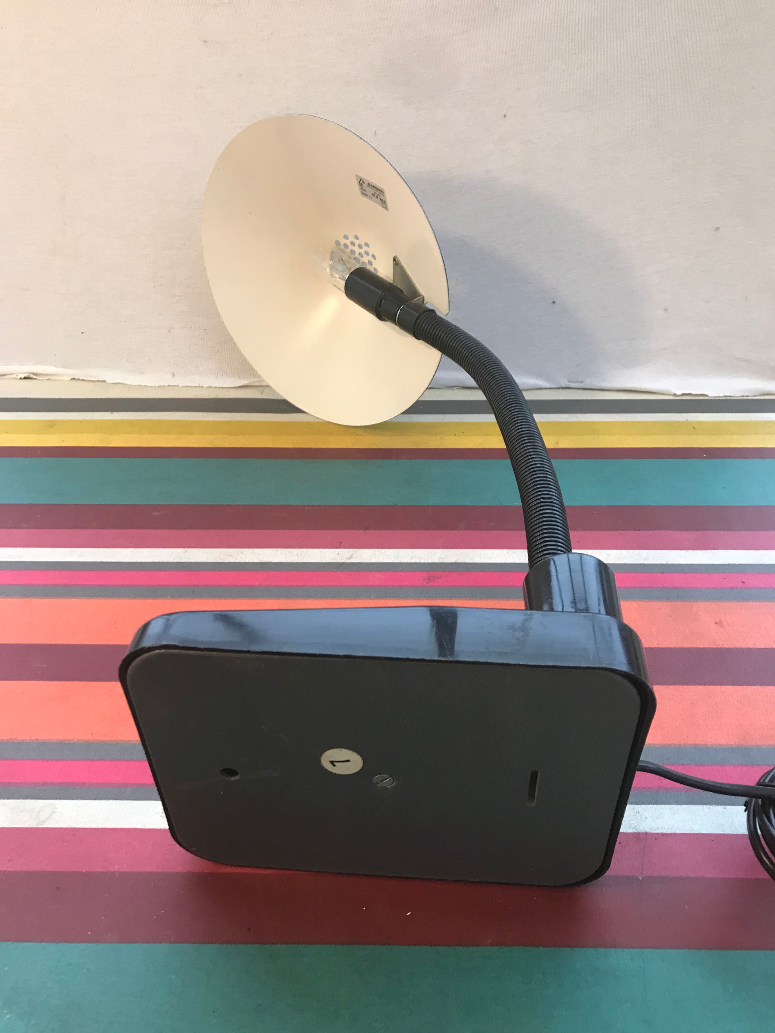 Aluminor metal storage office lamp - black flexible arm vintage 80s