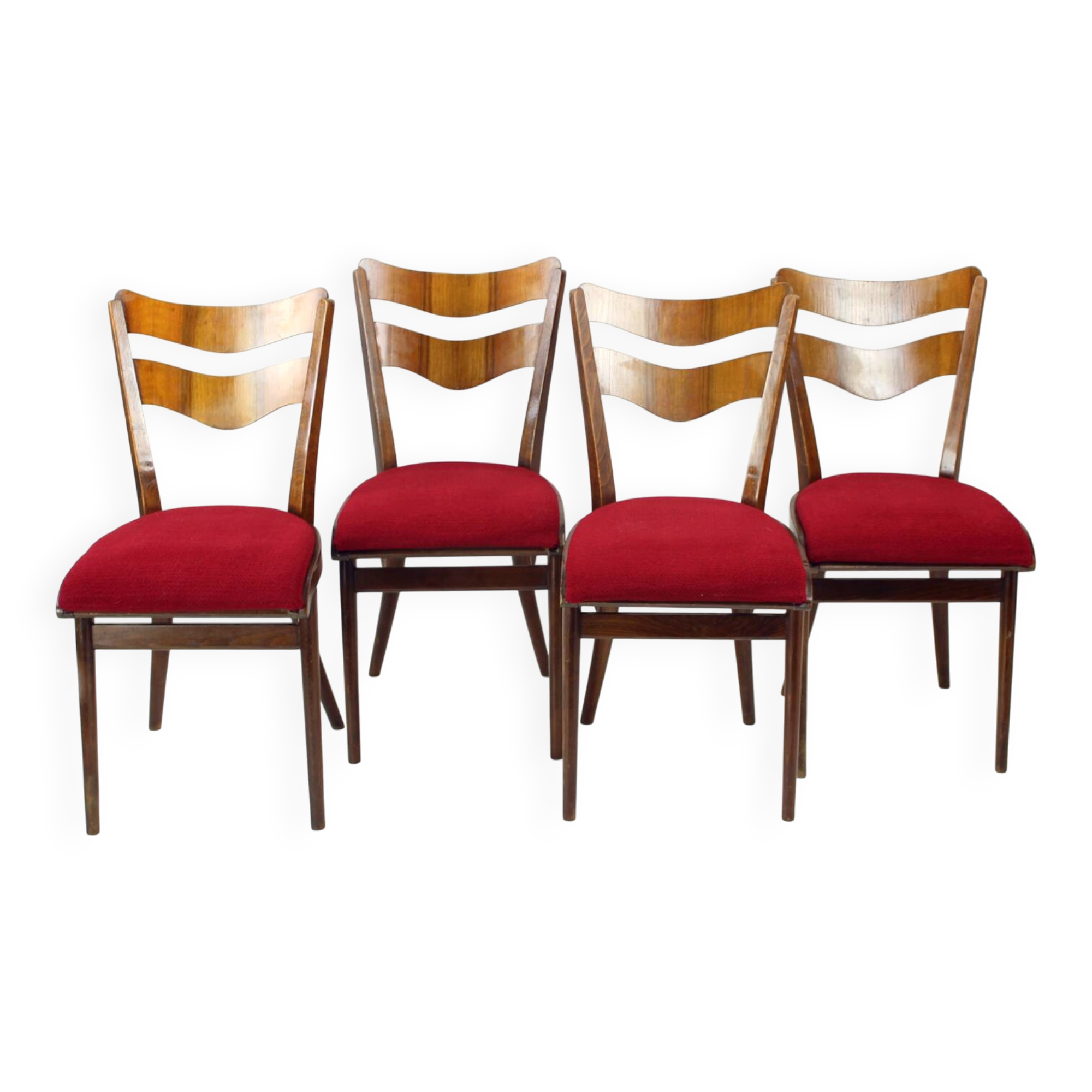 Set Of 4 Dining Chairs In Oak & Walnut, Czechoslovakia 1960s