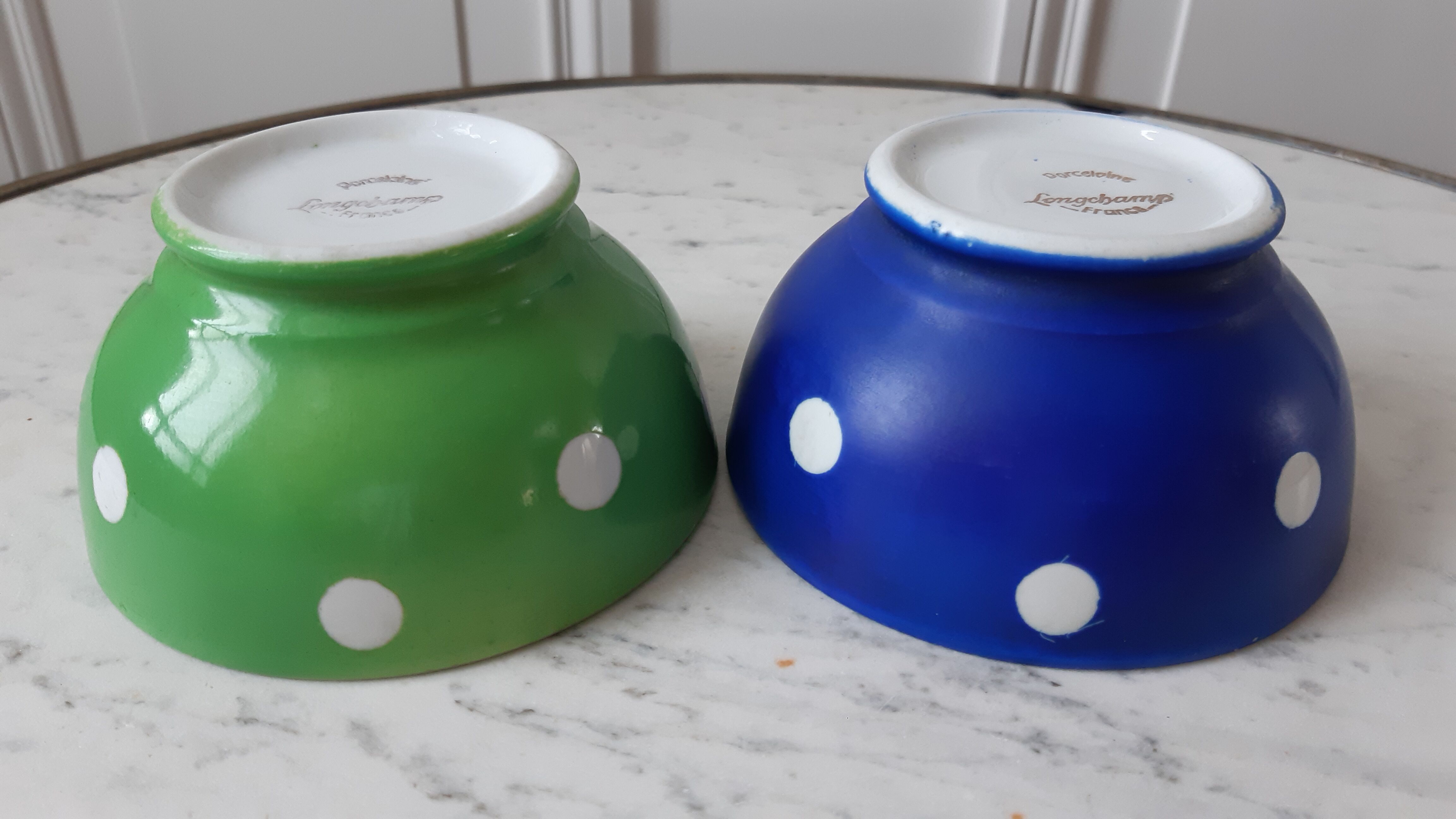 Duo of bowls with klein blue and pistachio green Longchamp 50s