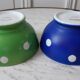 Duo of bowls with klein blue and pistachio green Longchamp 50s
