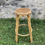 Vintage rattan and cane side table